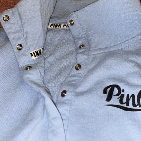 5/$25 DEAL VS PINK VARSITY QUARTER SNAP PULLOVER BLUE Sz Small - Picture 10 of 14